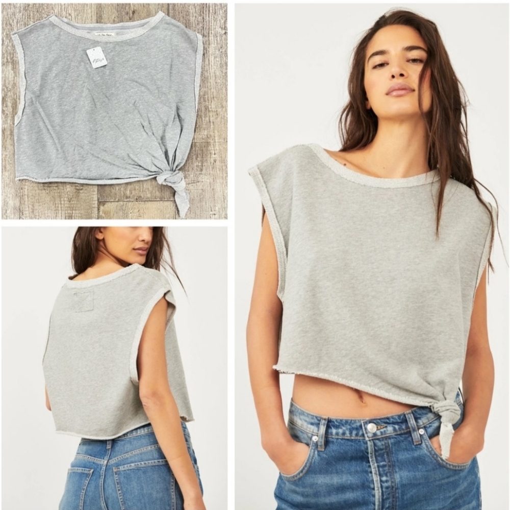 Free People Fresh to Def Pullover Heather Gray Shirt